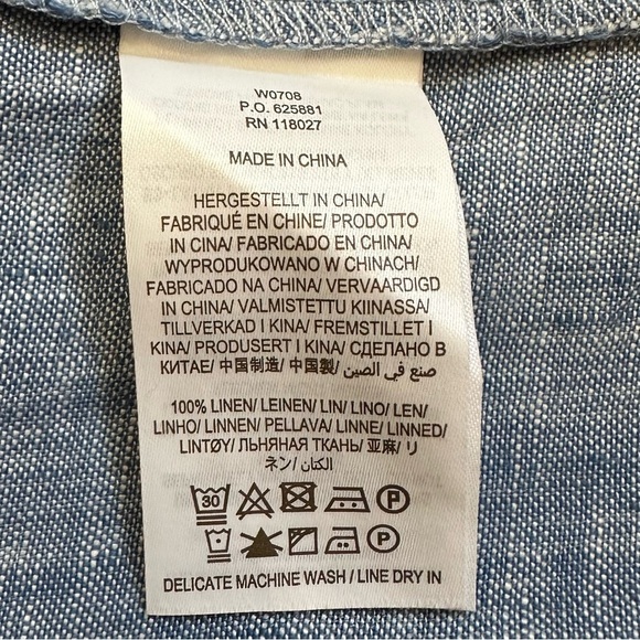 Boden Laurie 100% Linen Blue Chambray Two Pockets Shift Dress, Size 12L - Picture 11 of 12